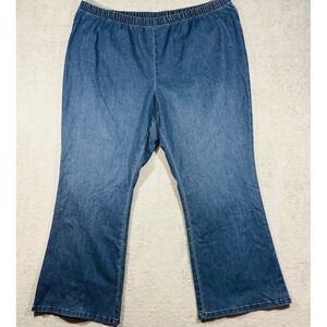 Denim 24/7 Wide Leg Jeans Womens 32W Blue Elastic Waist Stretch Denim Pants